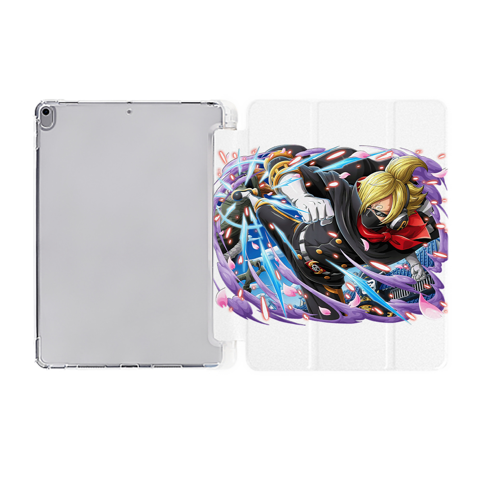 （画像用） ワンピース サンジ ONE PIECE Sanji IPad ケース ペン収納付き 三つ折りスタンド PUレザー×シリコン 対応機種9.5/10.5/10.9インチ